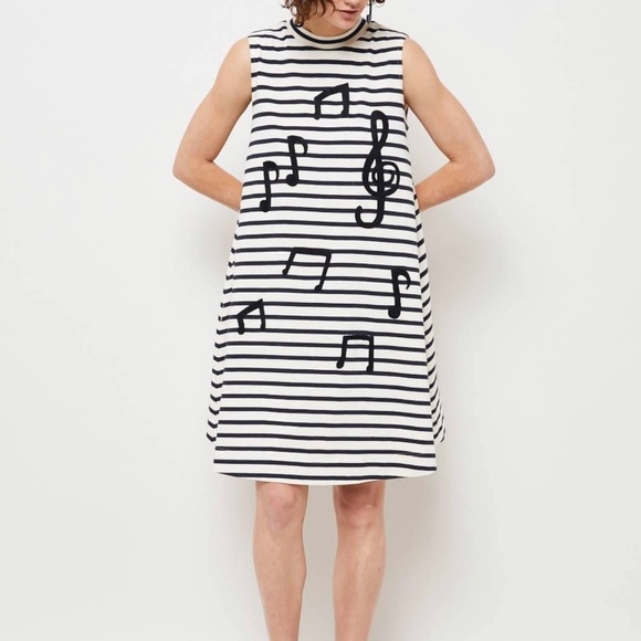 gorman Dresses & Skirts - Gorman + Monika Forsberg Music Note Black & White Stripe Dress size 10